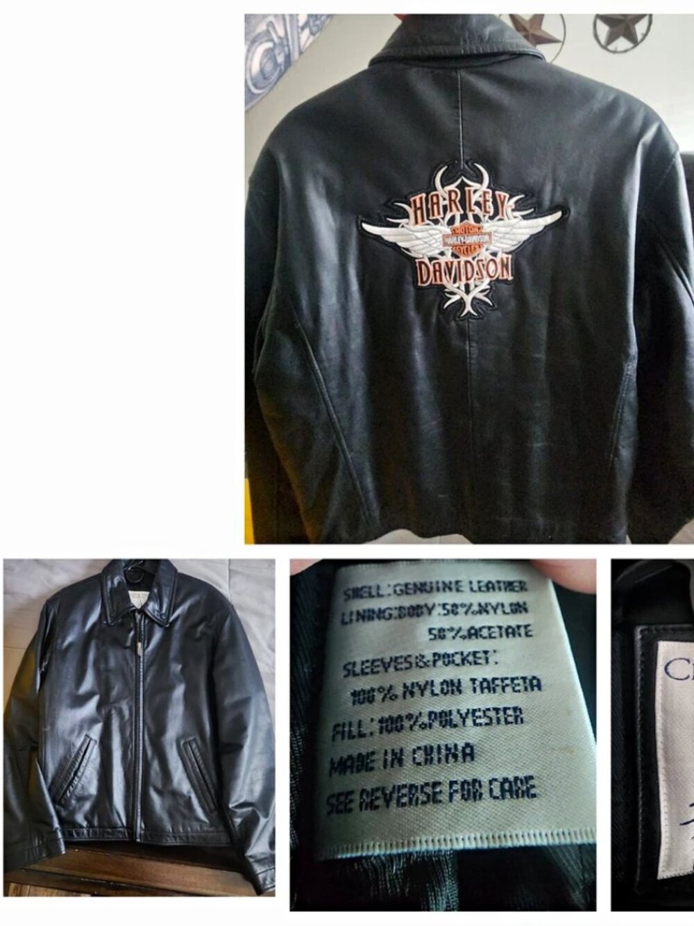 Mens Harley-Davidson Leather Riding Jacket Size Large Sewn Logo Back Motorcycle